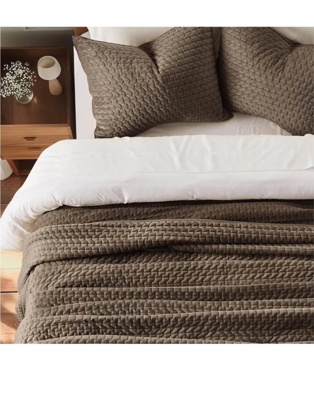 EverGrace Luxury Velvet Quilt Set King Size 3 Piece, Soft Cross-Stitch Velvet